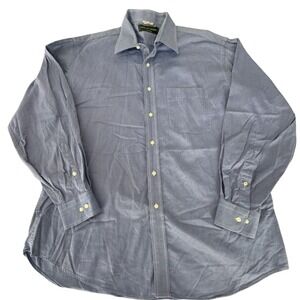 City of London Men's Button Down Dress Shirt Long SLV Gray Micro Stripe 17 34/35